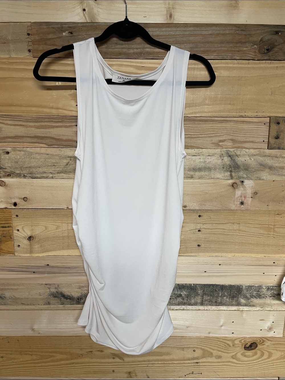 Zenana Outfitters size XL White Long Top/ Sleeveless Stretchy Smooth Mini Dress